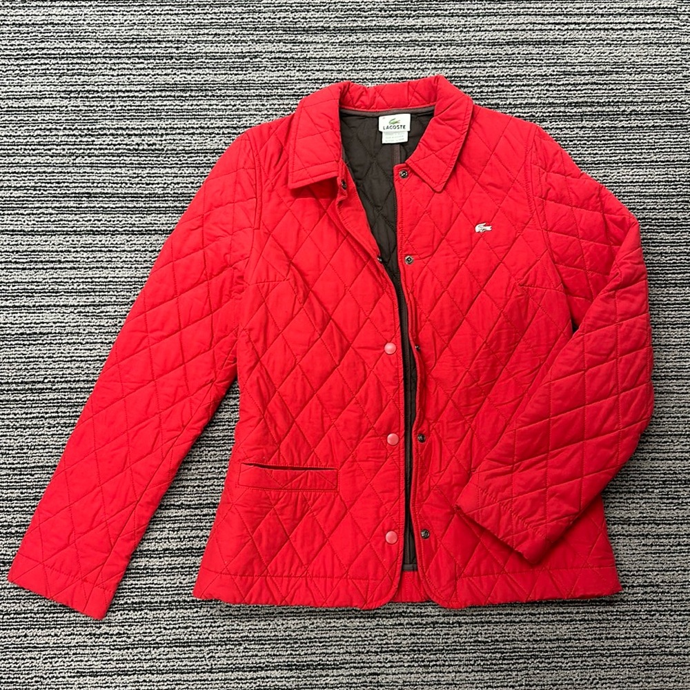 🔥🔥🔥Lacoste Red Quilted Jacket Size 38